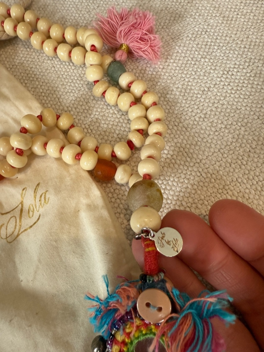 Perle by Lola - Beaded Tassel Necklace with Colorful Pendant - Picture 4 of 7